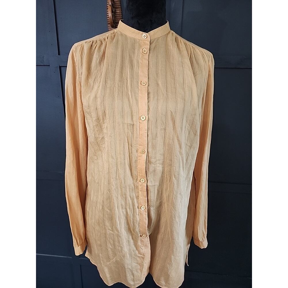 Massimo Dutti Blouse, 100% Cotton and Mulberry Silk, Size 6, Gold